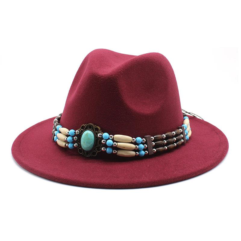 Jazz Hat Woolen Imitation Wool Felt Hat Neutral Versatile Top Hat Men'S And Women'S Cowboy Hats