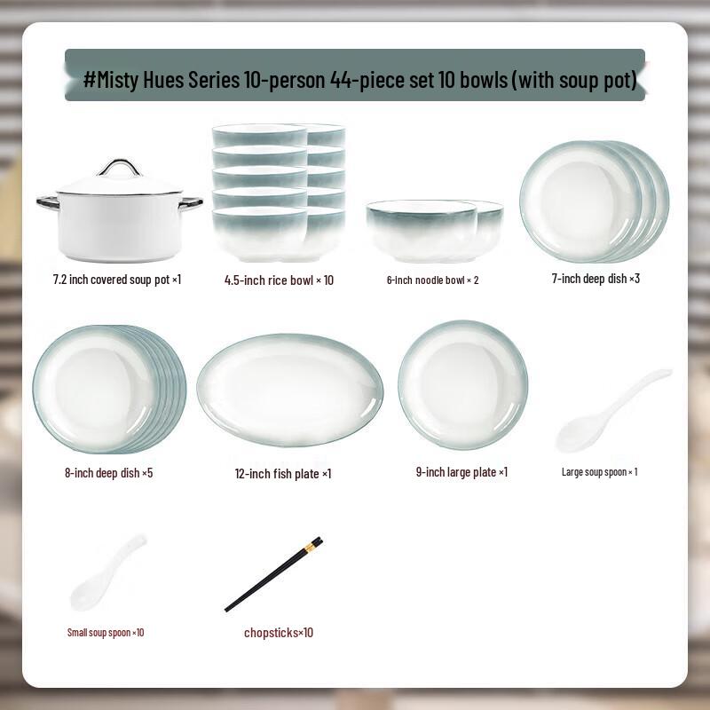 Mode Lanka Misty Gradient Underglaze Ceramic Dinnerware Set