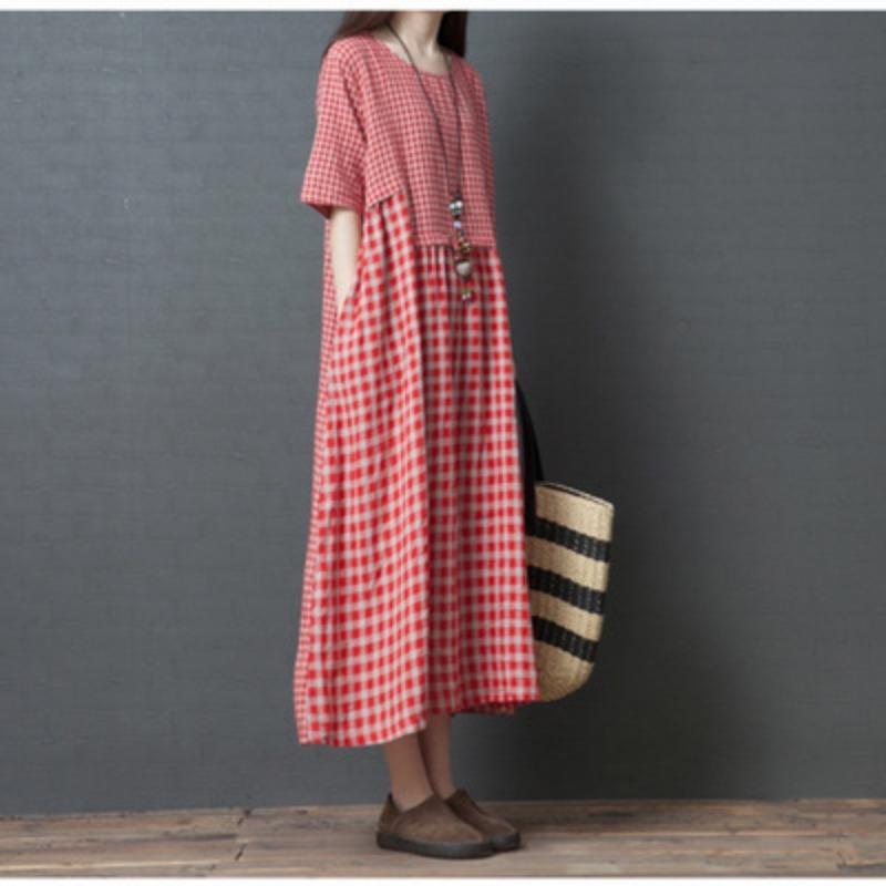 Plus Size Women's Plaid Dress for Spring and Summer