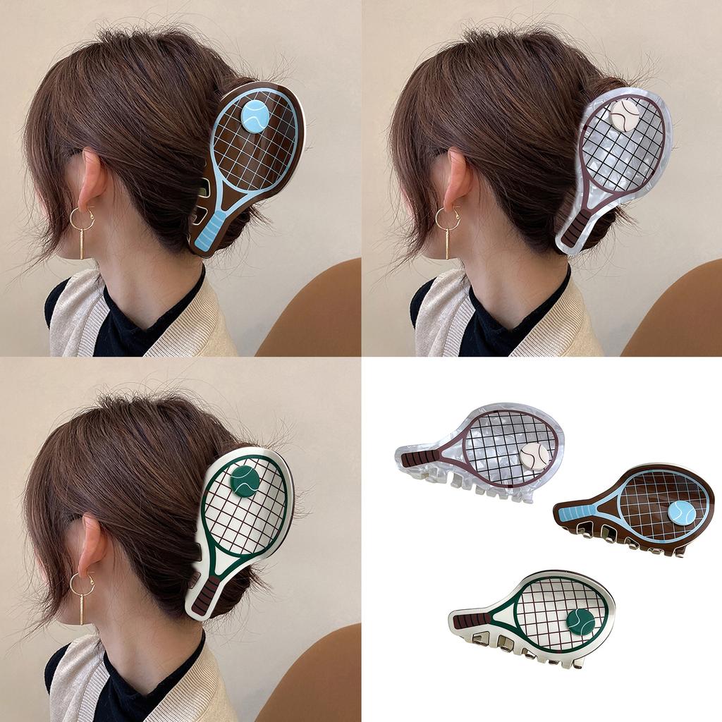Creative Tennis Racket Hair Clip For Sport Enthusiasts PVC NonSlip Hair Claw Clip Athlete Theme Hair Styling Accessories