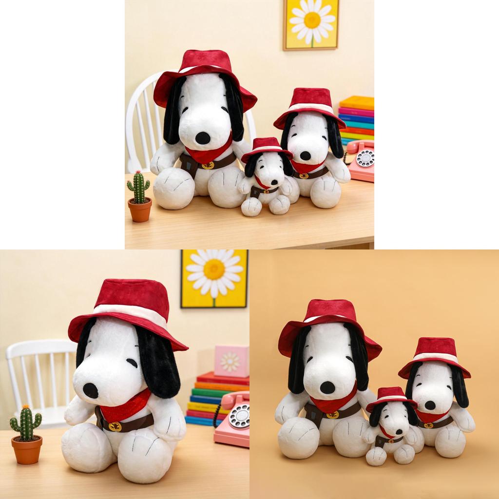 Classic Western Cowboy Snoopy Plush Toy With Polyester Fiber Filling For Kids And Collectors