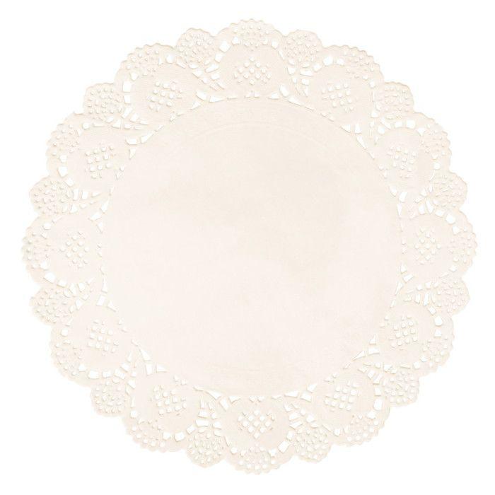 Napperon dentelé rond en papier crème ø21,5cm 15 pièces