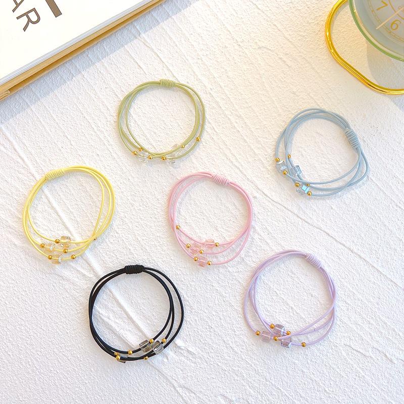 

3 шт., маленькие золотые бусины с кристаллами, веревка для завязывания волос, резинка для волос, повязка на голову для женщин, японские и корейские простые аксессуары для волос, повязка для волос, ins head