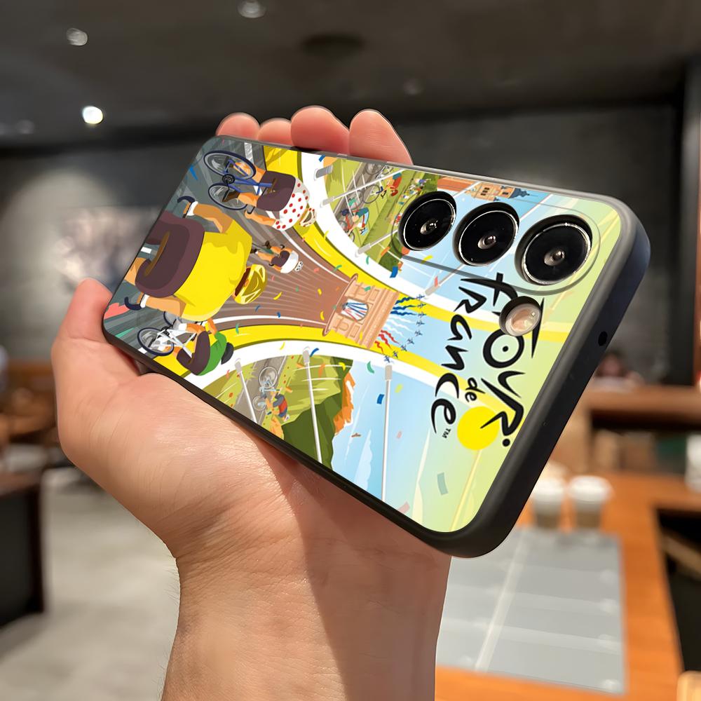 Coque de téléphone pour vélo T-Tour de France pour Samsung A56 A36 A26 A16 A15 A25 A35 A55 A14 A34 A24 A54 Coque souple noire