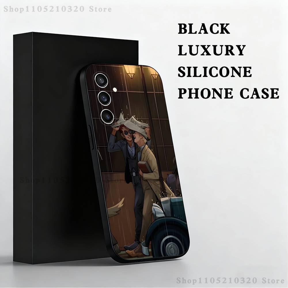 G-Good O-Omens TV Phone Case For Samsung S 25,24,23,22,30,21,10,9,Ultra,Plus,Lite,FE,4,5 G Black Soft Case SamsungS25Ultra 5G