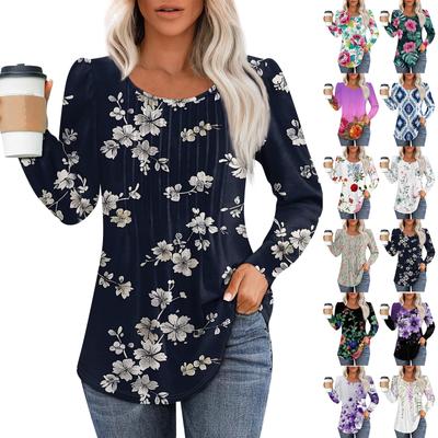 Lässiges, bedrucktes T-Shirt mit Rundhalsausschnitt und langen Ärmeln für Damen