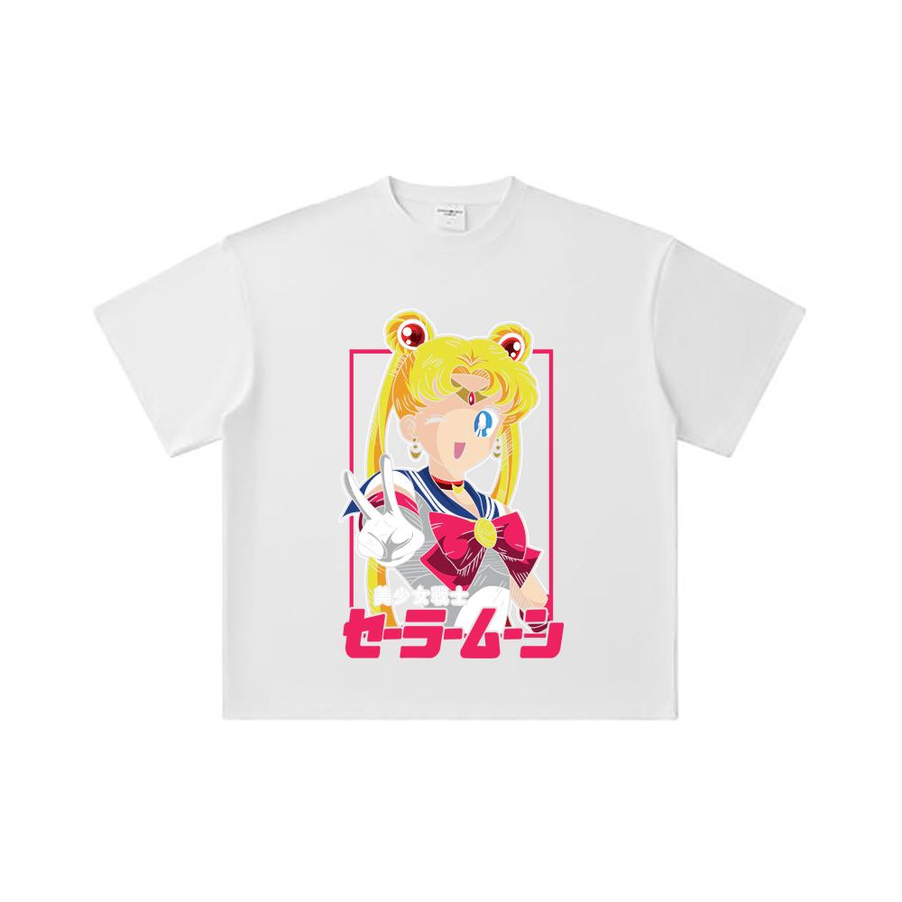 260 GSM Double Yarn 32 Count 100% Cotton Sailor Moon V9 Minako Print Unisex Heavy Cotton T Shirt