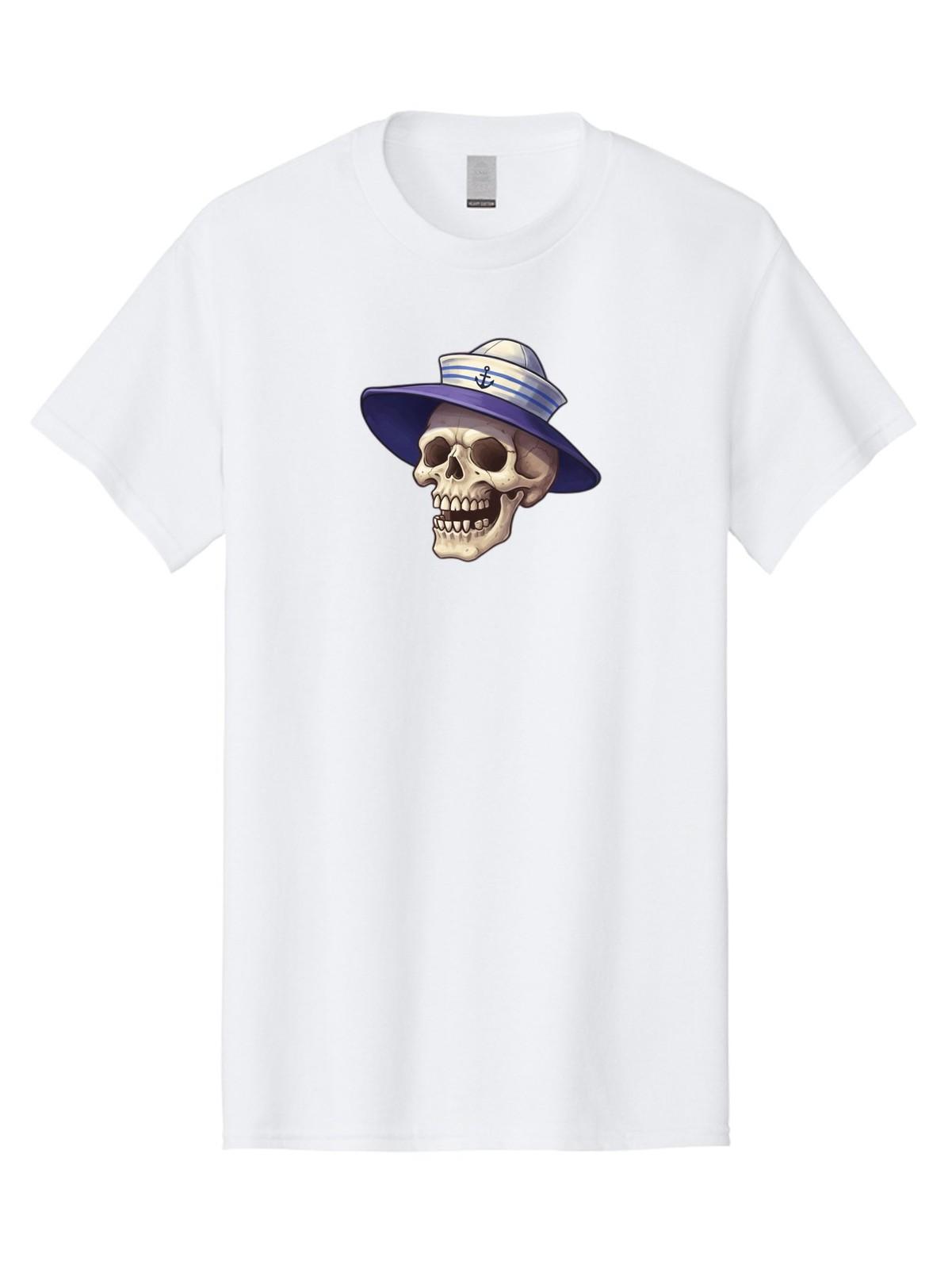 Skull-With-Sun-Hat Mens Graphic Tee, 100% Cotton, Casual Summer Wear S разноцветный