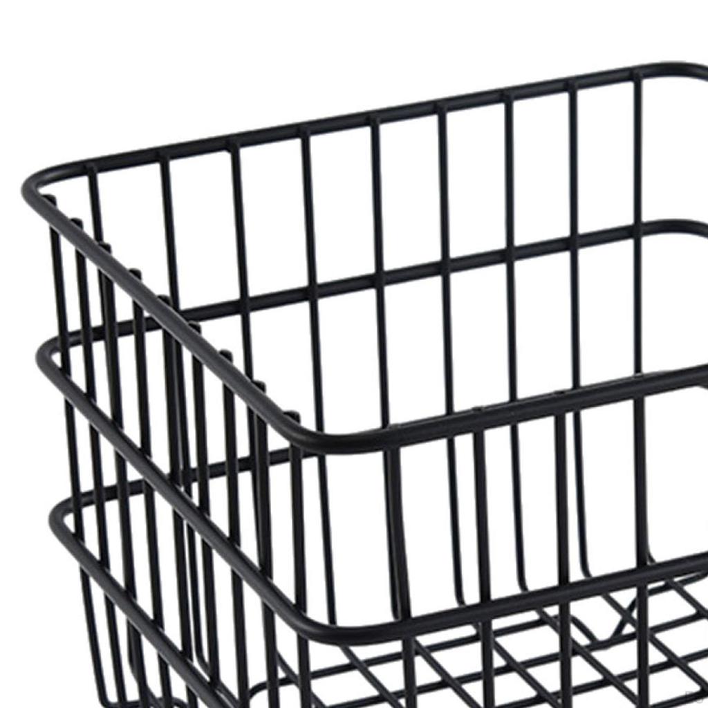 Iron Storage Basket Cosmetic Organizer Square Sturdy Snack Bin Wire for Bedroom Kitchen