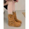Round head Birkenstock short boots women's inner height increase western cowboy boots soft-soled knight boots