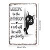 Willkommen zur Badezimmer Katze Schild Gästetoilette Wanddekoration Toilette Wanddekoration 20x30cm Metallschild Ornament
