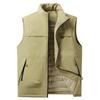 Men's Casual Solid-color Light Down Cotton Vest, Men's Stand-up Collar Zip-up Workwear Vest Jacket
