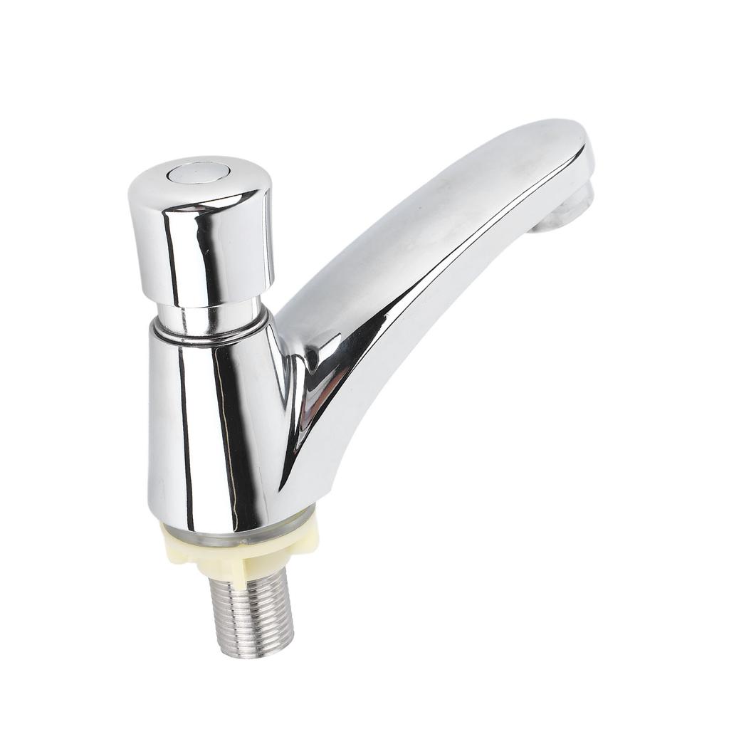 Time Delay Basin Sink Faucet Copper Alloy Push Switch Water Saving Tap for Home Kitchen Bathroom