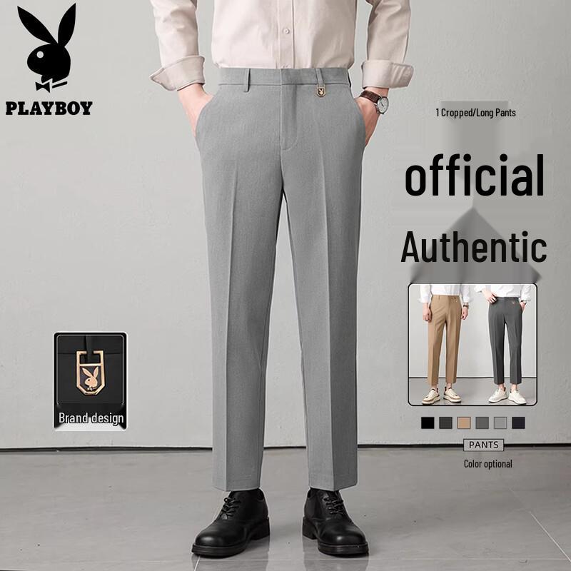 

PLAYBOY Men s Loose Straight Leg Business Casual Trousers 34