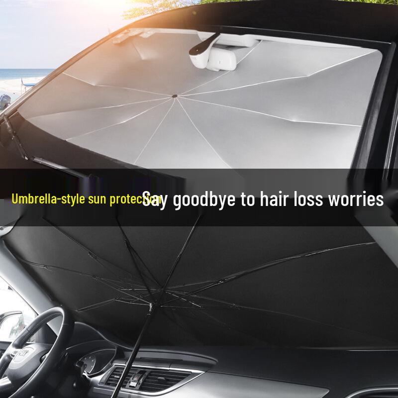 Umbrella-Style Car Sunshade: Folding Heat Insulation for Front Windshield