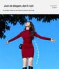 Roter Bodycon-Rock für Damen - Herbst/Winter 2026 Schlankes Strickkleid für Neujahr