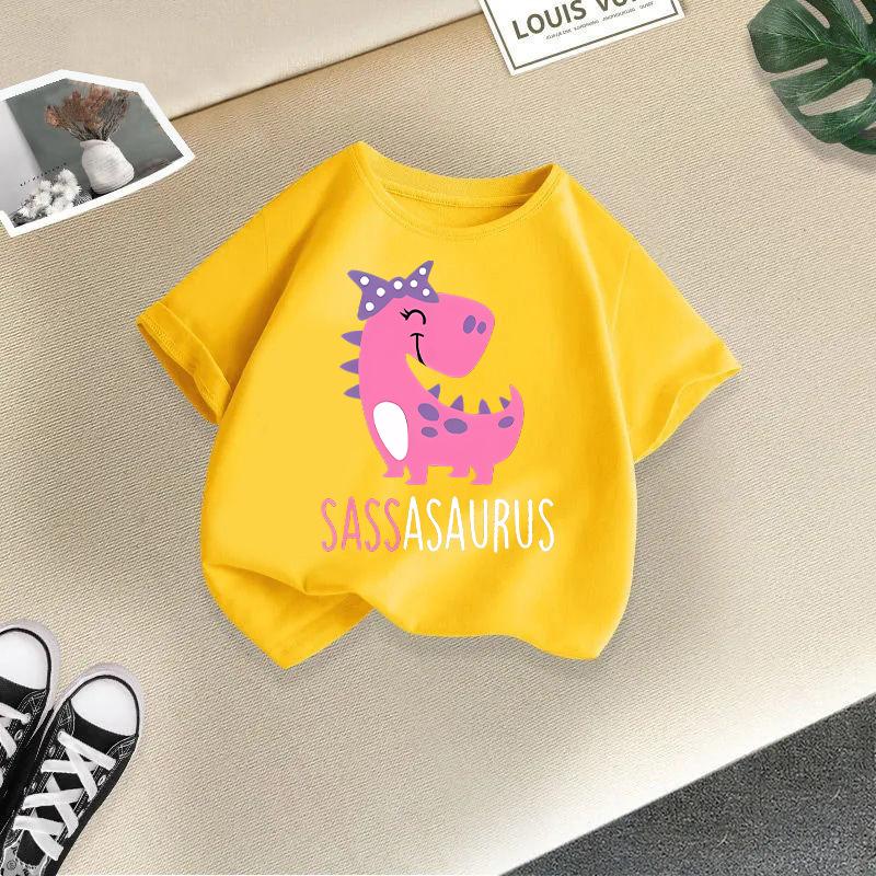 Children T-shirtDinosaur Printed Kids 100% Cotton Clothes Tshirt Tops Tee Boys Girls Short-sleeved T Shirt 2-13Y