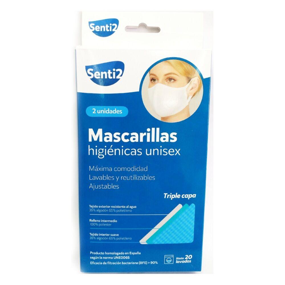 

Маска тканевая гигиеническая многоразовая Senti2 White Adult (2 уд)