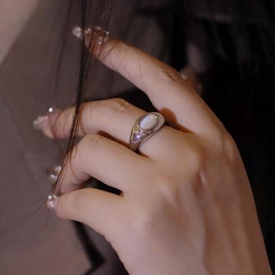 Opal Ring, Women's Atmospheric Minimalist Design, a Frigid Wind Open Ring