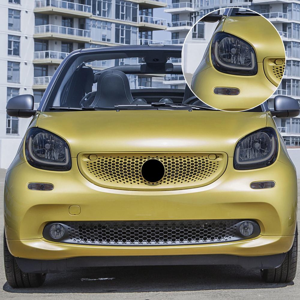 For Smart Fortwo 453 2014-2024 Smoke Black High-Gloss Pre-Cut Headlight Protection Film TPU PPF Anti-Scratch Car Vinyl Wrap Kit
