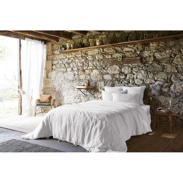 Decorative Pillowcase "Soline" 80 X 80 Cm "Washed Linen" the Butterfly Effect - Soline Chalk - - Soline Chalk - Pillowcase 80 X 80 Cm