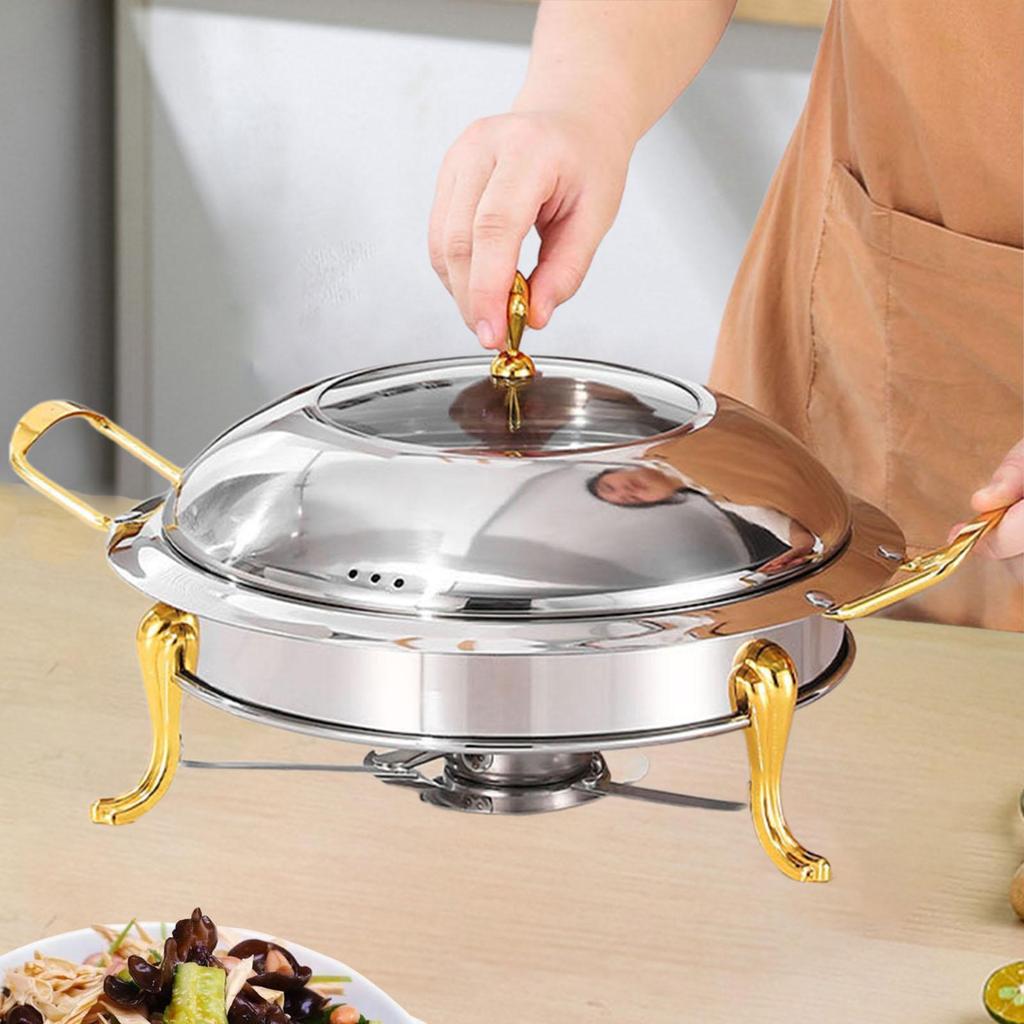 Chafing Dish Buffet Set Servers and Warmers Round Chafers for Catering W/ Lid Party