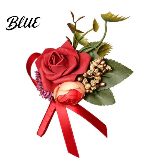 Long-lasting Color Corsage Men Suit Artificial Flower Wristlet Band Reusable