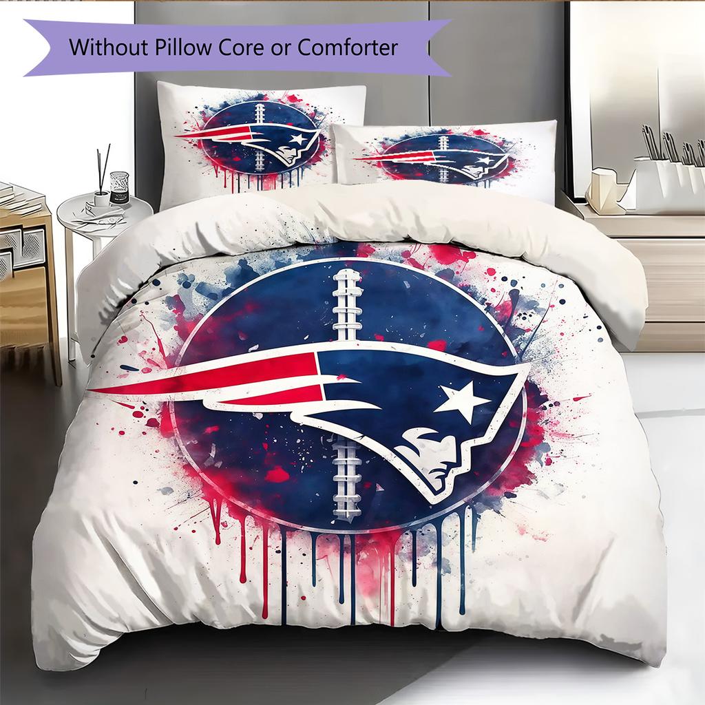 New England Patriots2 Pattern Bedding Quilt Set Home Decoration Gift (1 * Duvet Cover + 2 * Pillowcase Without Core)