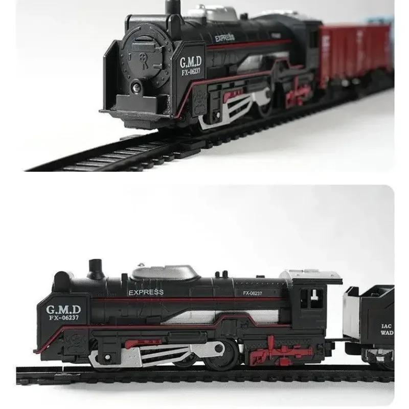 Electric Freight Train Set with Light Up Tracks Classic Railway Model Toy Kids Birthday Gift Interactive STEM Educational Toy