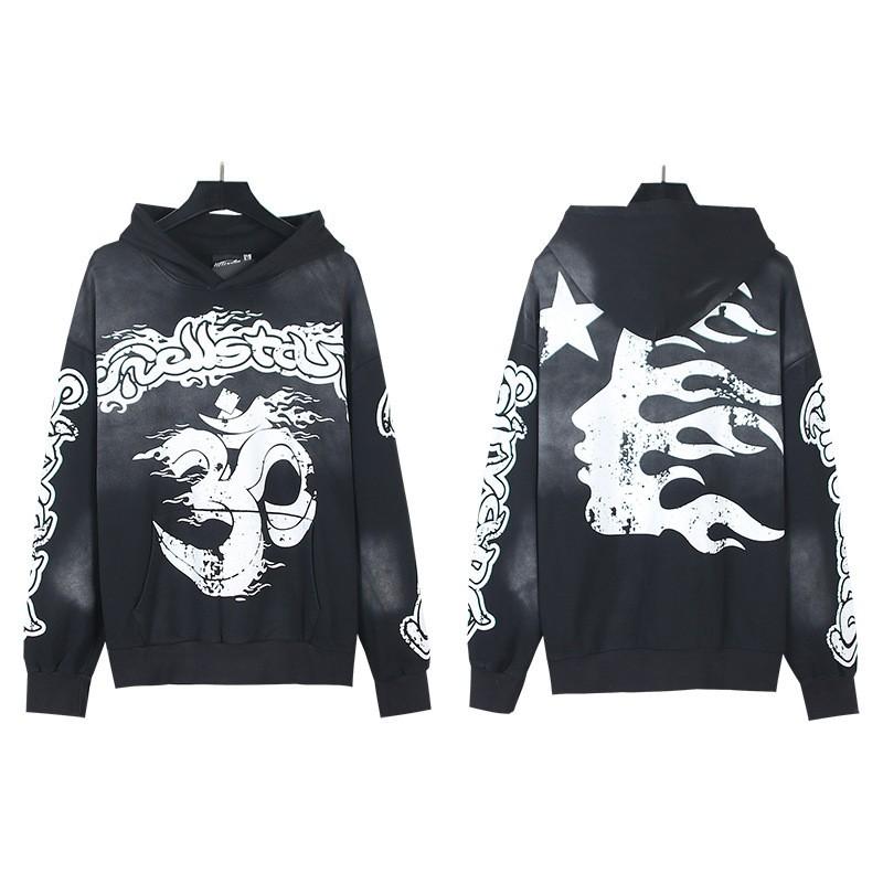 Mens Womens Oversized Hooded Sweatshirt Streetwear Vintage Washed Cotton Pullover Casual Long Sleeve
