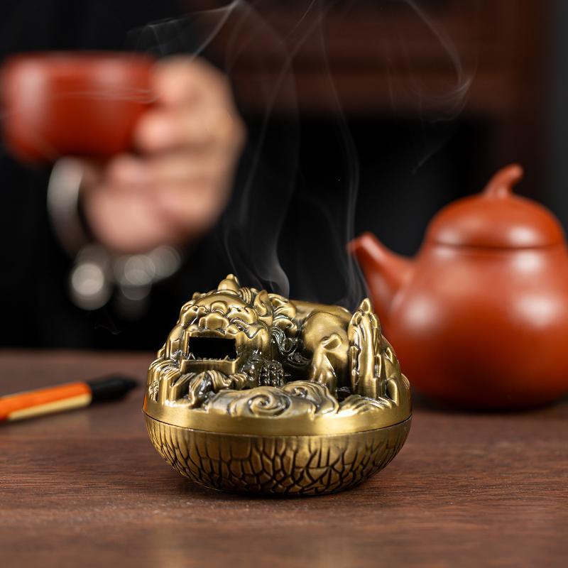 Alloy Hollow Incense Burner Stickless Powder Incense Holder Portable Aromatherapy Decor for Home Yoga Meditation