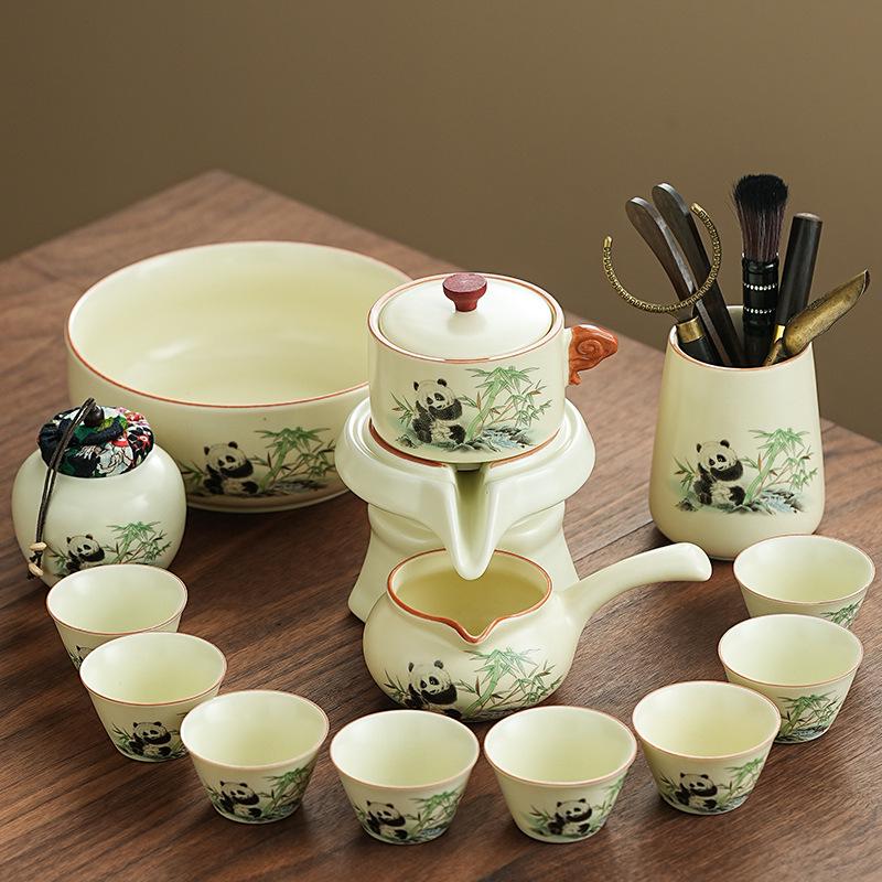 Panda Ru Kiln Kung Fu Tea Set: 2024 Gaiwan & Teapot, Ideal for Home or Gift