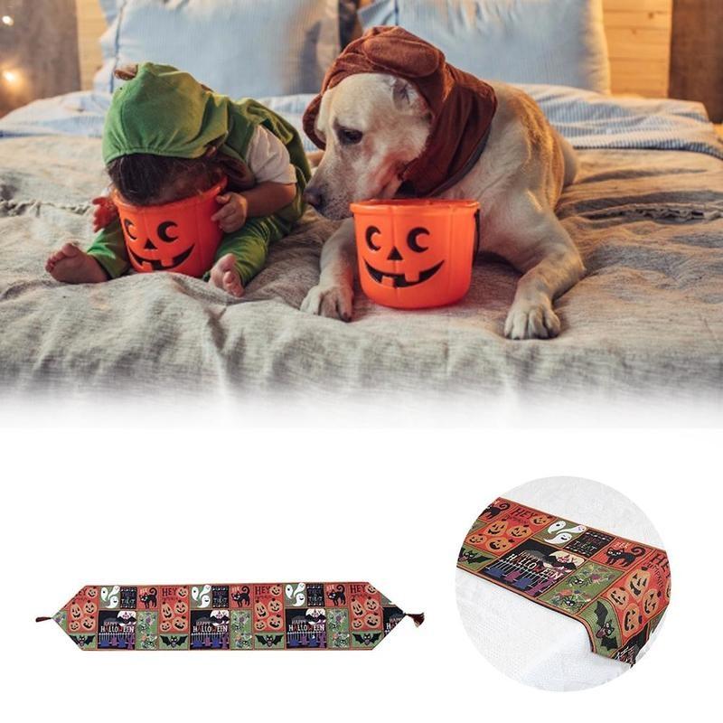 Halloween Tablecloth Placemat Table Flag Funny Pumpkin Tablecloth Decorative Bed Flag Halloween Rest
