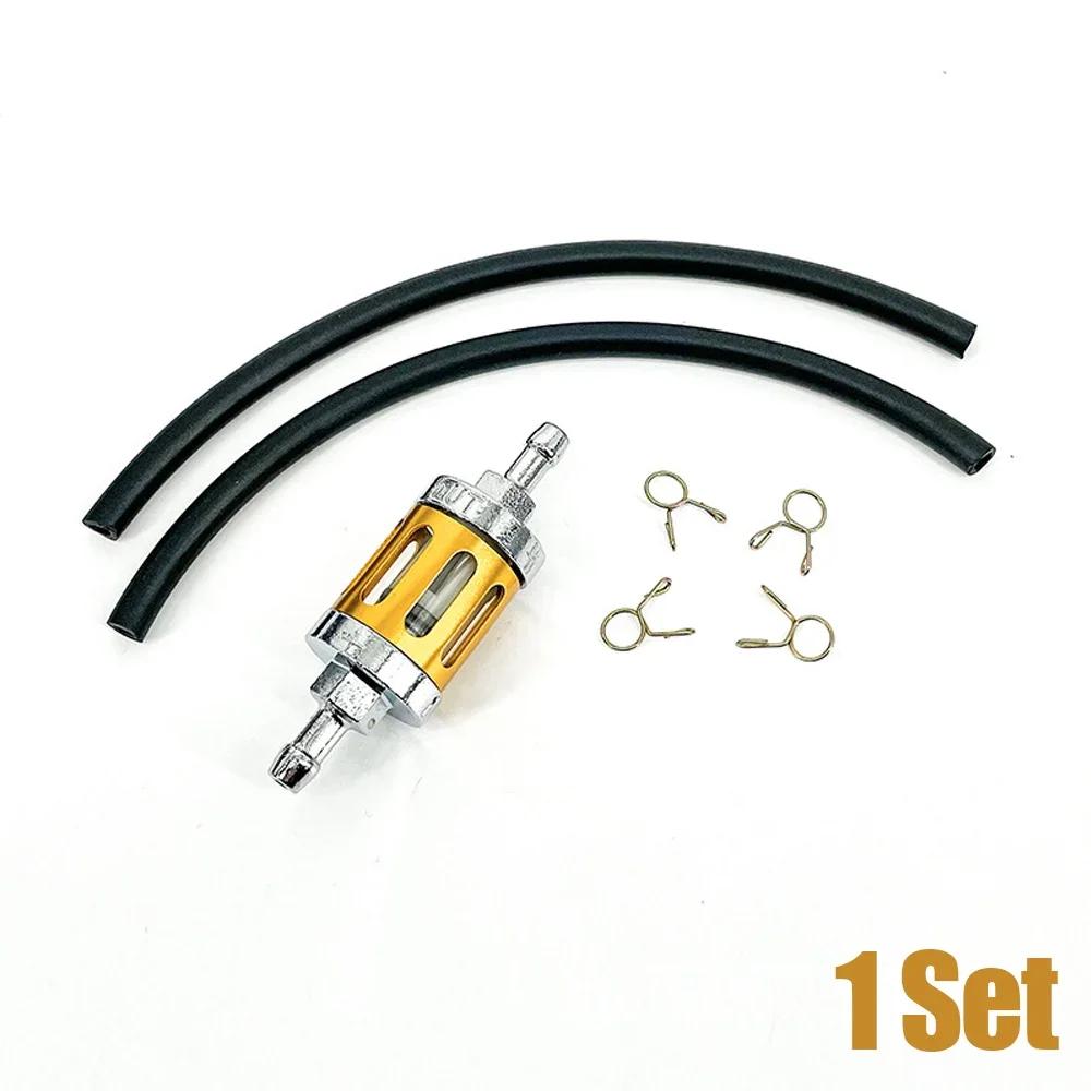 1 Set Motorbike Replaceable Accessories Motorcycle 8mm Inline Gasoline Oil Filter Glass Engine Gas Fuel Hose Clip CNC Tool Kit