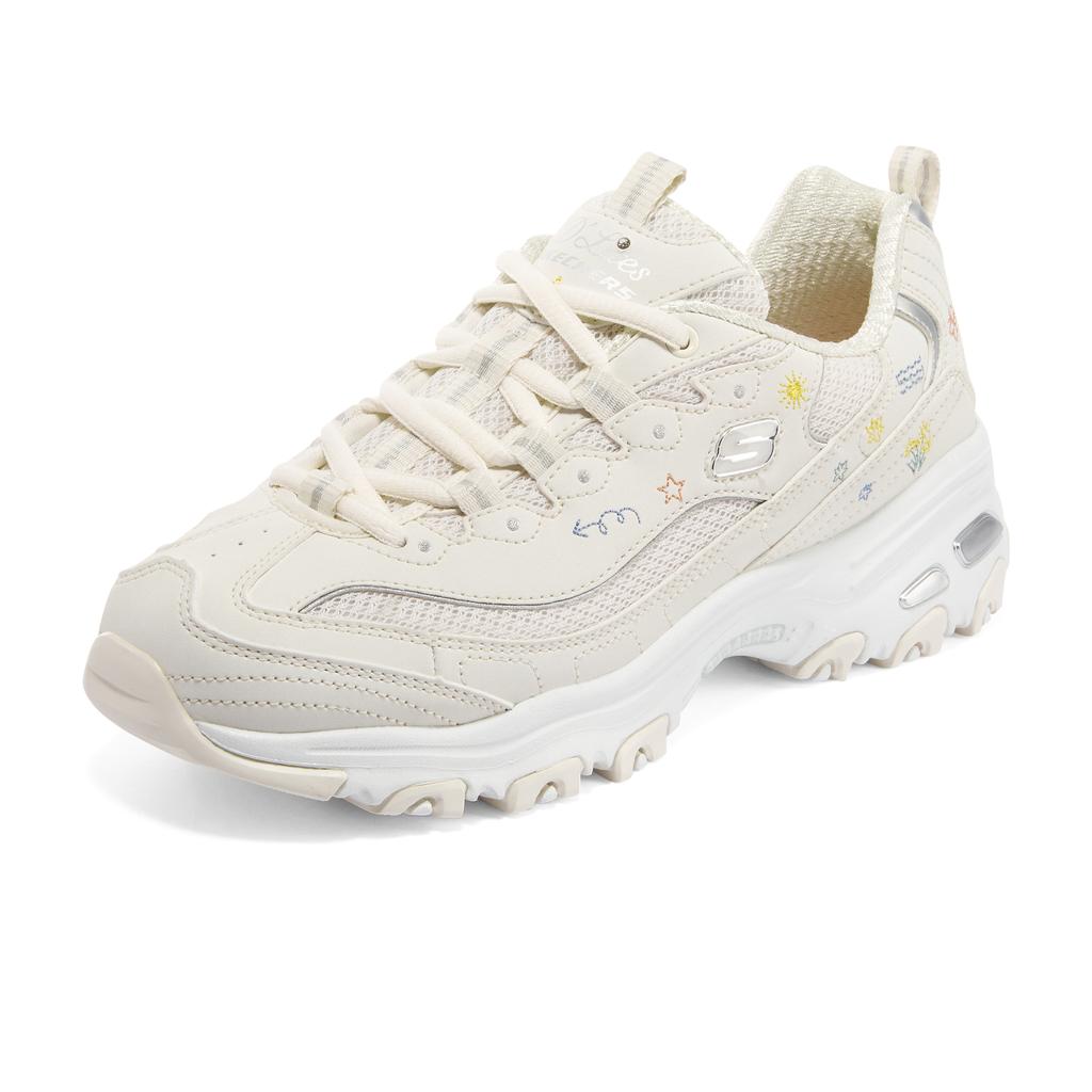 Skechers DLites 1.0 Panda Shoes Floral Panda Retro Versatile Thick Sole Casual Sports Height Increasing Low Top Dad Shoes Women sneaker 896155-OFWT