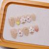 10pcs 3D Emboss Flower Press On Nails Summer Shell Sea Nail Art Cute Pearl Handmade False Nails French Short Almond Fake Nails
