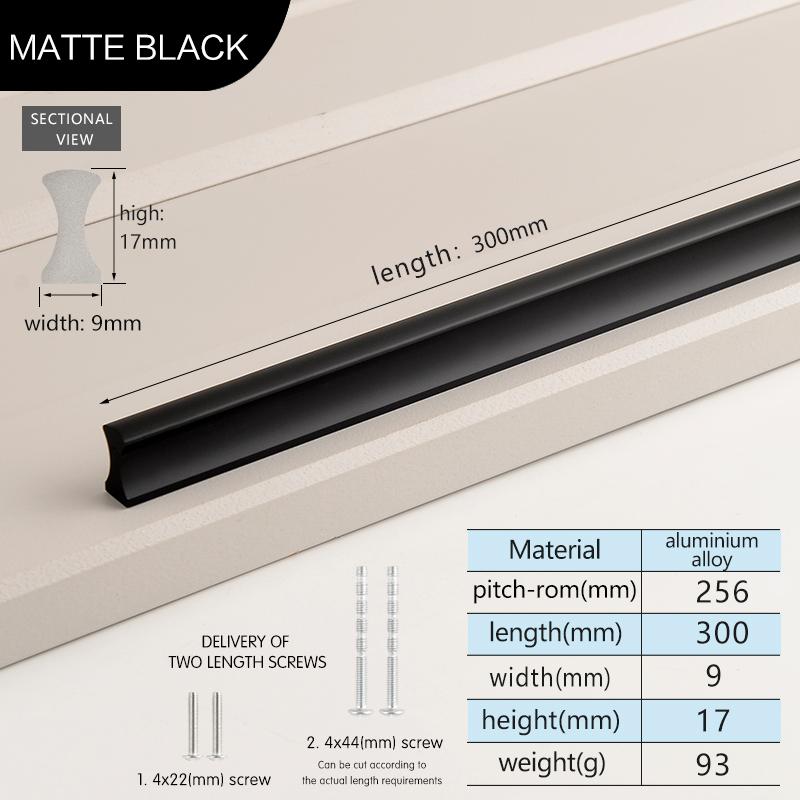 Simple Modern Cabinet Door Aluminum Alloy Handles Wardrobe Long Handles Length Of 500mm Black Drawer Pulls Kitchen Cupboard Pull