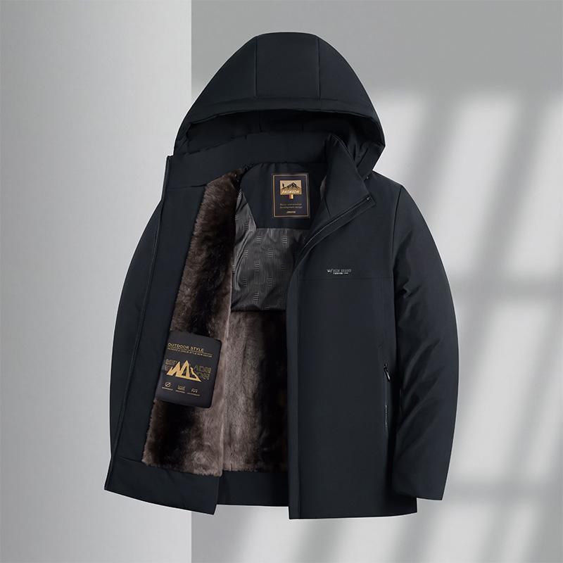 Men's Fleece Thickened Cotton Hooded Warm Jacket