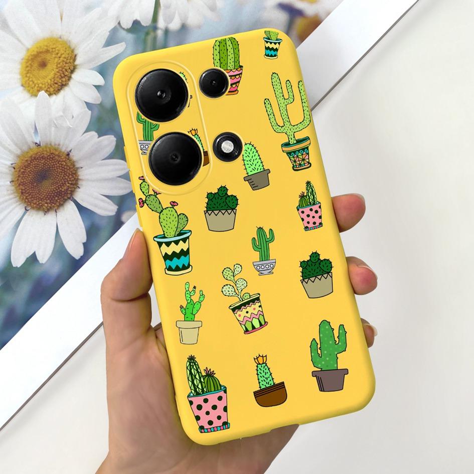 For Xiaomi Redmi Note 13 Pro 4G 2024 Case Cute Love Heart Cactus Soft Matte TPU Cover For Xiaomi Poco M6 Pro 4G Note13 Pro Coque