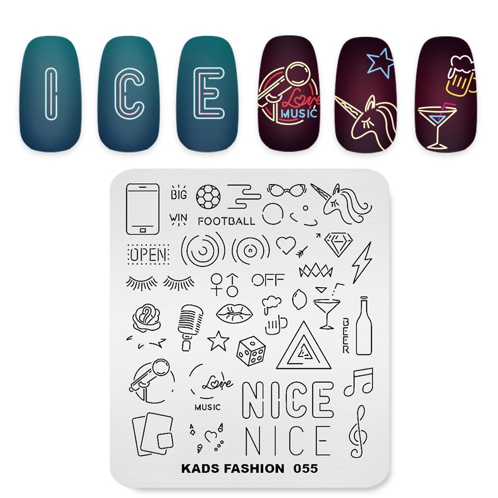 kads Stamping Plates for Nail Art Simple Fashion 055 Liner Image Stamping Templates Manicure Printer Nail Stamp