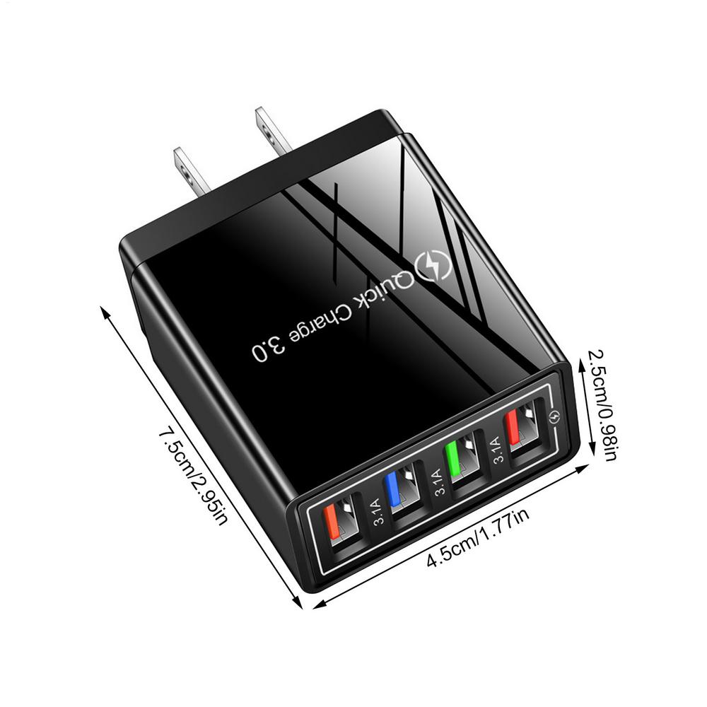 

3A USB Charger 4 Ports Quick Charge 3.0 Mobile Phone Charger Adapter For EU/US Plug IPhone Samsung Xiaomi Wall Mobile Charger US чорний