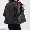 Women's Fashion Casual Spring Autumn Solid Color Print Long Sleeve Stand-collar Slim Blouses & Shirts Top Jacket