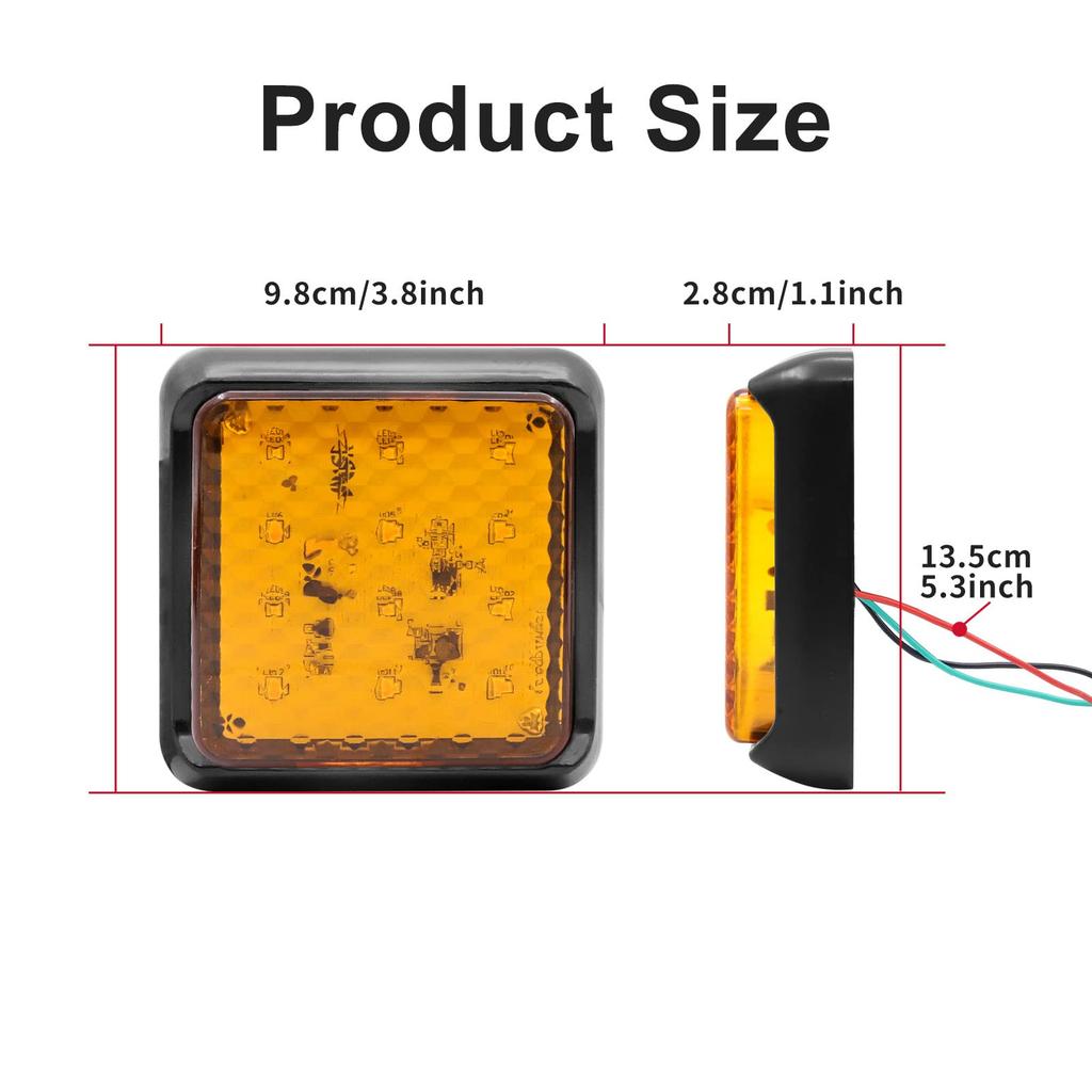 Tail Lamp LED 12V 24V Yellow 12 LEDs Truck Marker Lamp Width Light Trailer Bus Tanker Truck Marker Light Illumination Custom Signal Light Set of 2