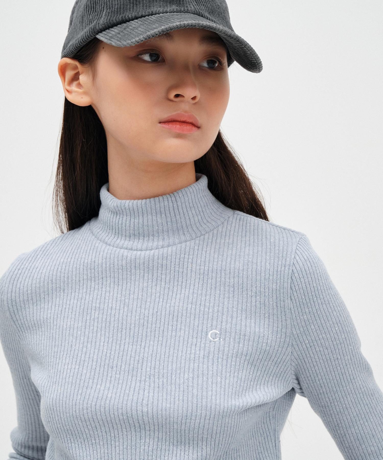 Clove [23Fw Clove] Ribbed Turtleneck (Sky Blue) Free/Free