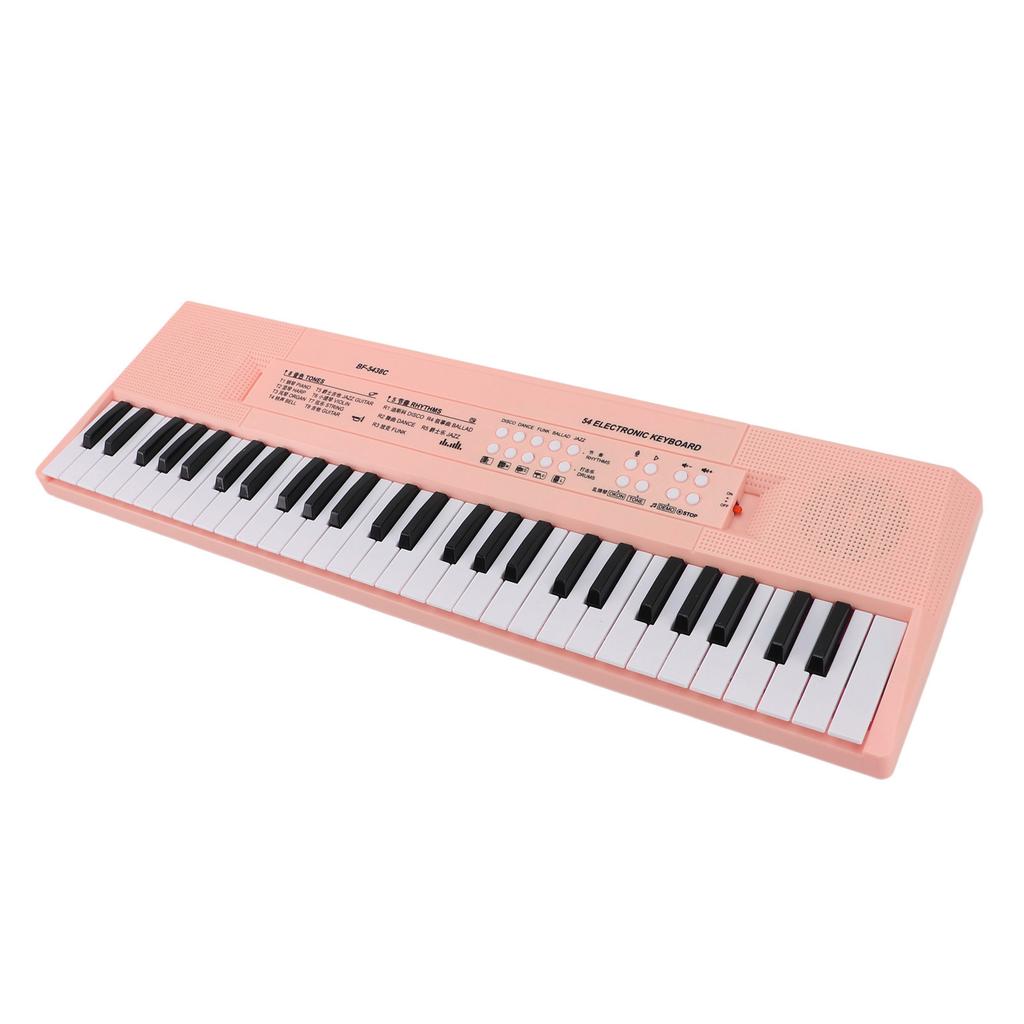 54 Key Keyboard Piano Smoothly Plastic Keyboard Piano Portable Dual Power Supply System Electric Piano Keyboard with Microphone for Kids