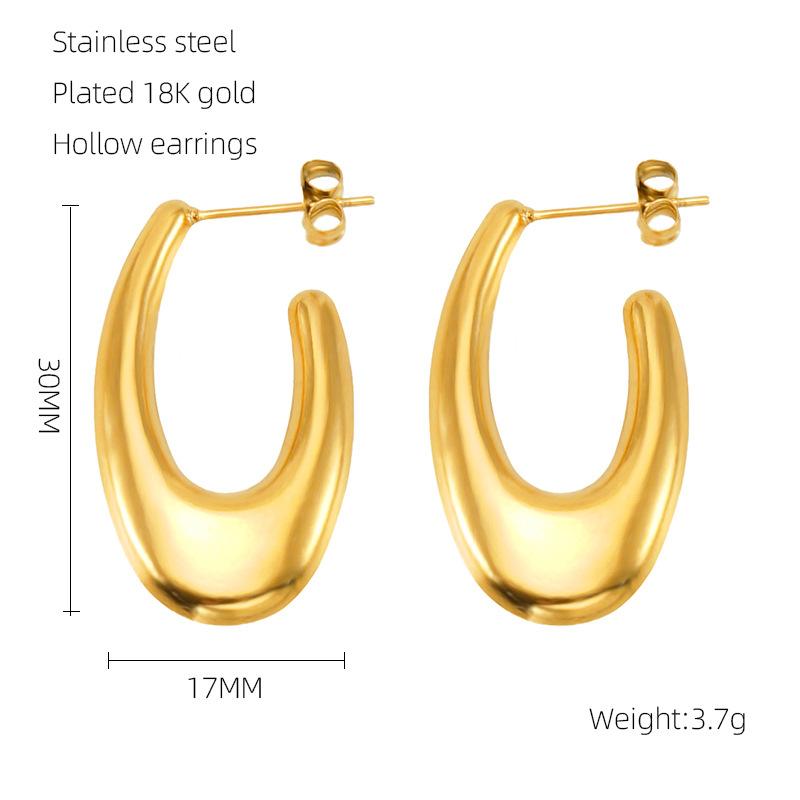 2025 new trendy fashion electroplating polished hollow earrings simple and versatile classic design earrings