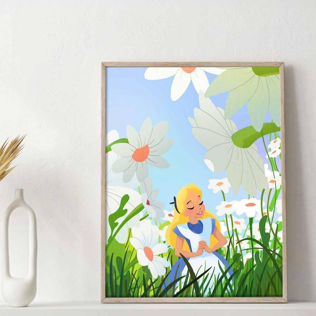 5D Diy Diamond Painting Alice and The Little Daisy Full Drill Rhinestones Mosaic Embroidery Handmade Products Home Decor Gift