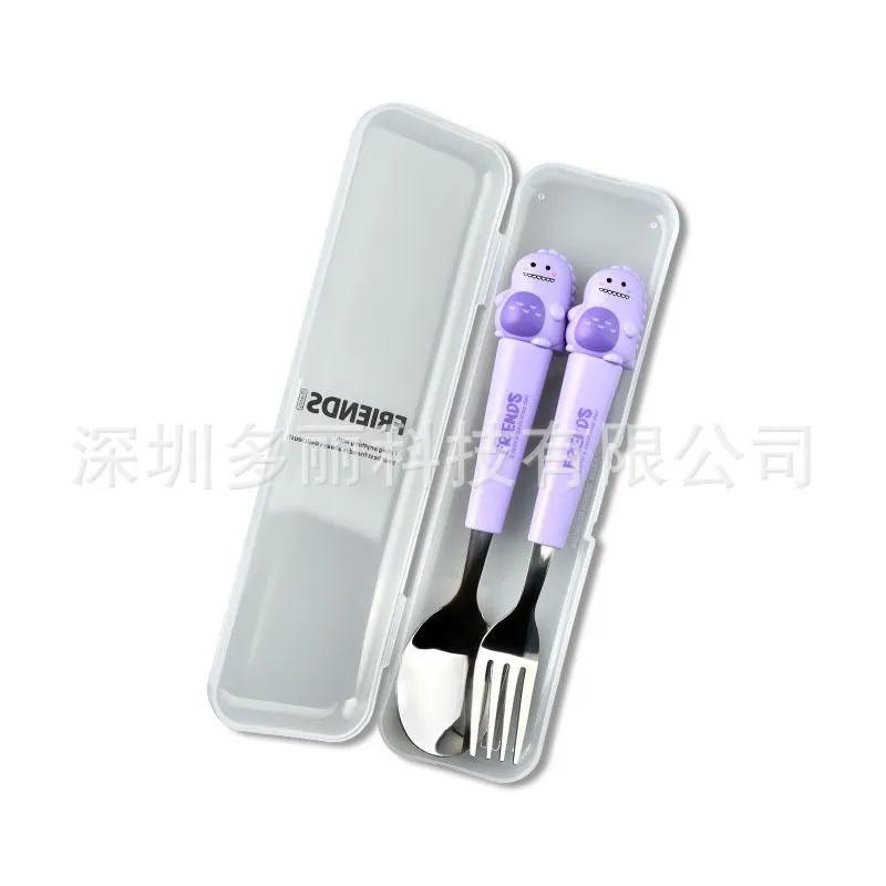 

Portable Kids Cutlery Set Stainless Steel Fork and Spoon Two Piece Set Cartoon Design Durable Lightweight Easy to Carry for Children One size фіолетовий