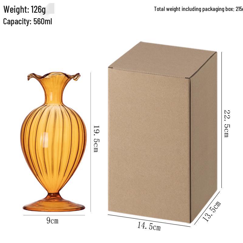 Retro French Embossed Glass Vase for Hydroponic Floral Decor - Clear Craftsmanship for Living Room and Dining Table