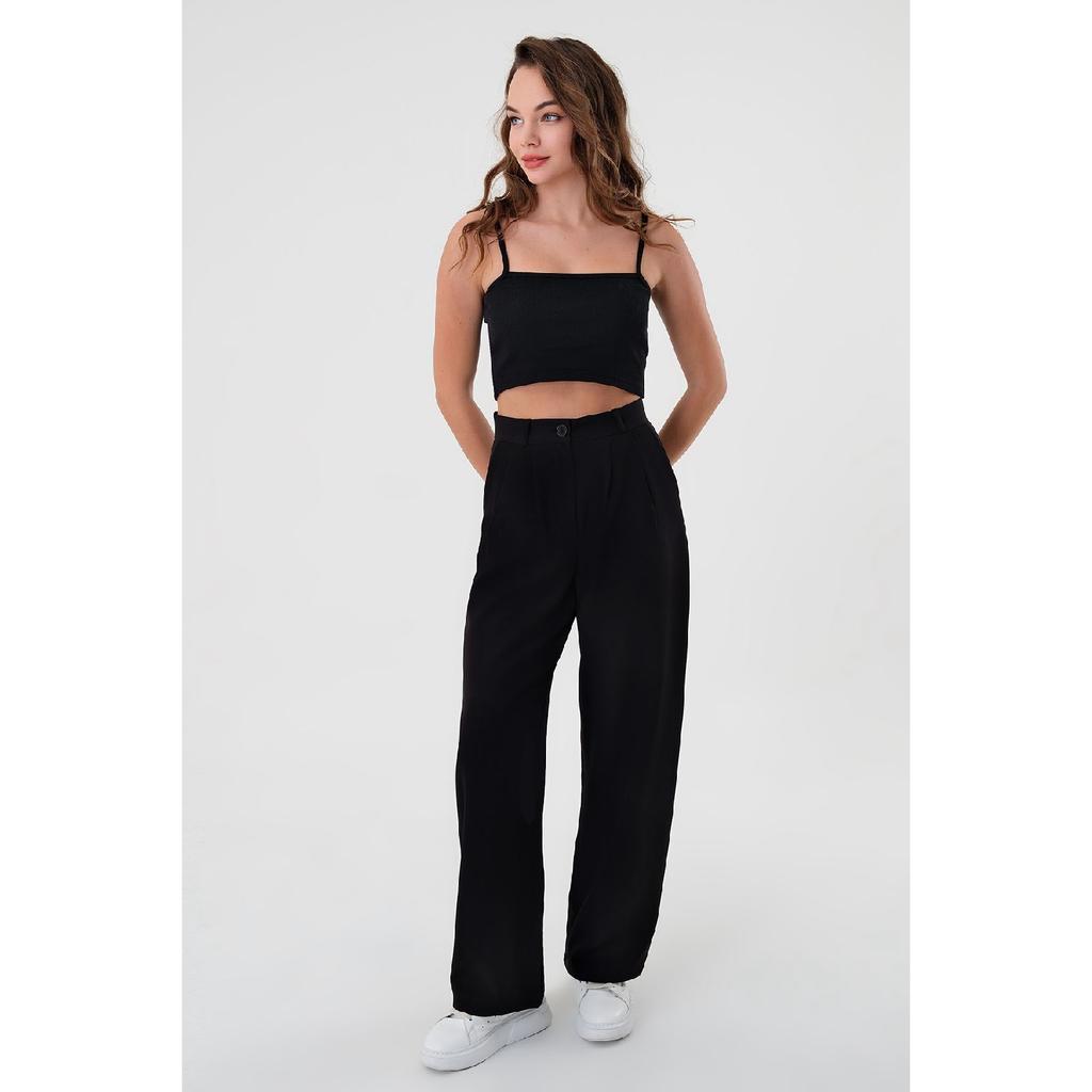 Woman White High Waist Palazzo Pants